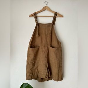 Beaton Linen Shortalls Sage, Medium